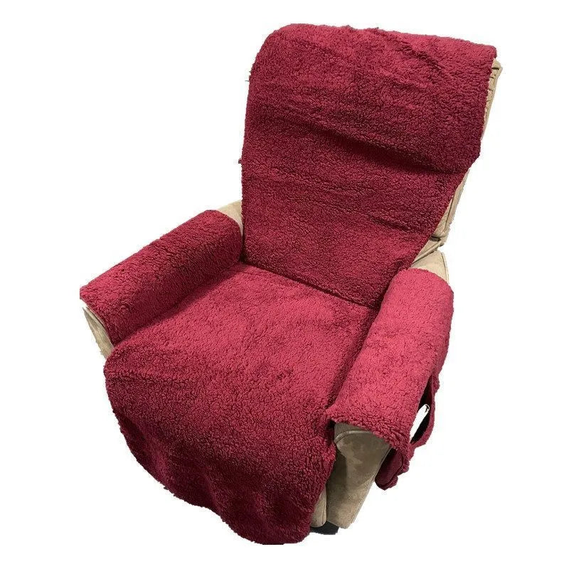 Universal polyester sofa cushion cover with lamb wool texture in beige, red, coffee, or grey.