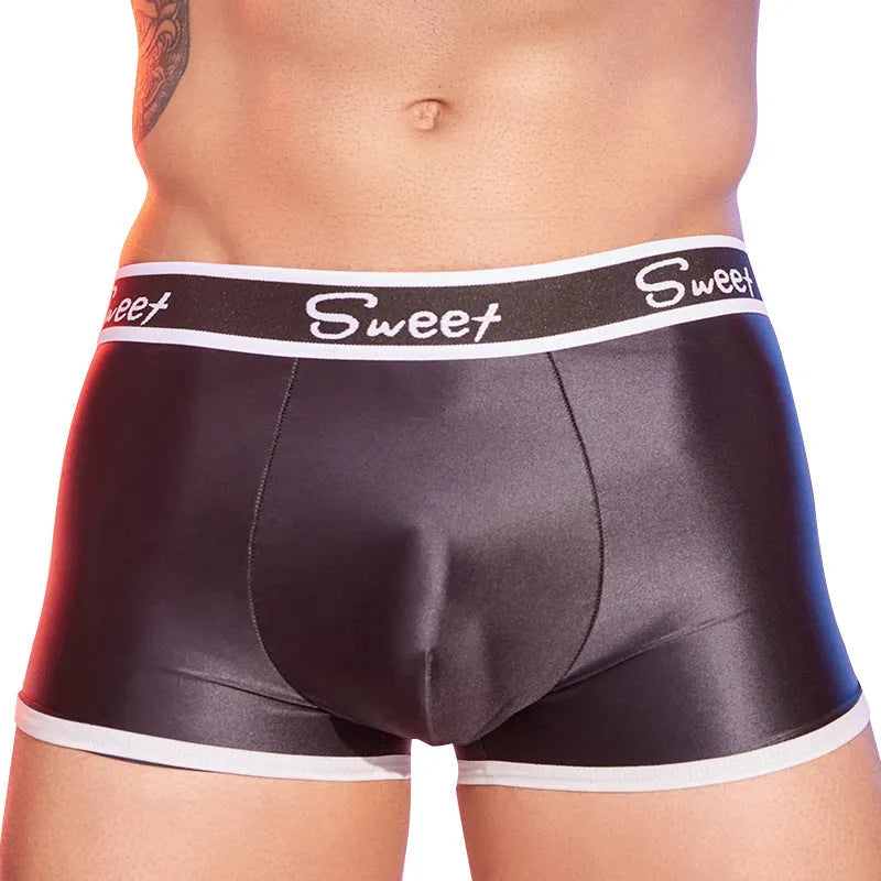 Men's silky nylon underwear shorts in black, white and sapphire blue colours