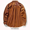 Loose fit corduroy long sleeve shirt in caramel colour with cardigan style design