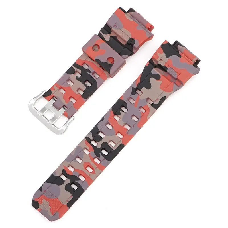 Camouflage TPU watch strap with silver buckle for single hair watch systems