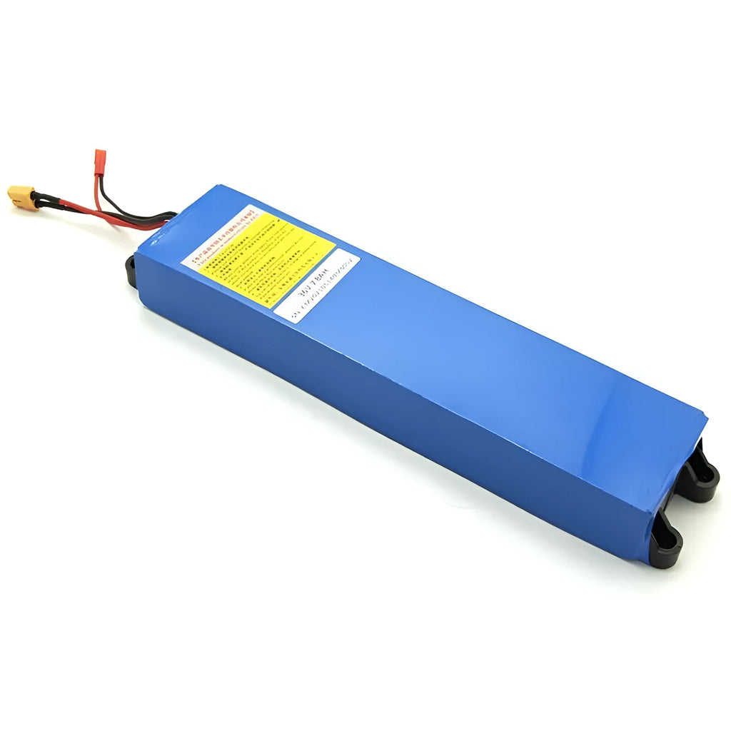 36V lithium battery pack for electric scooter replacement, showing capacity options 6.6Ah 7.8Ah 10.4Ah.