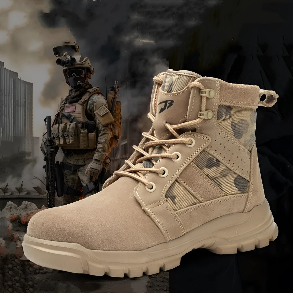 Men's high ankle safety boots with steel toe, black colour, lace-up closure, and EVA rubber sole