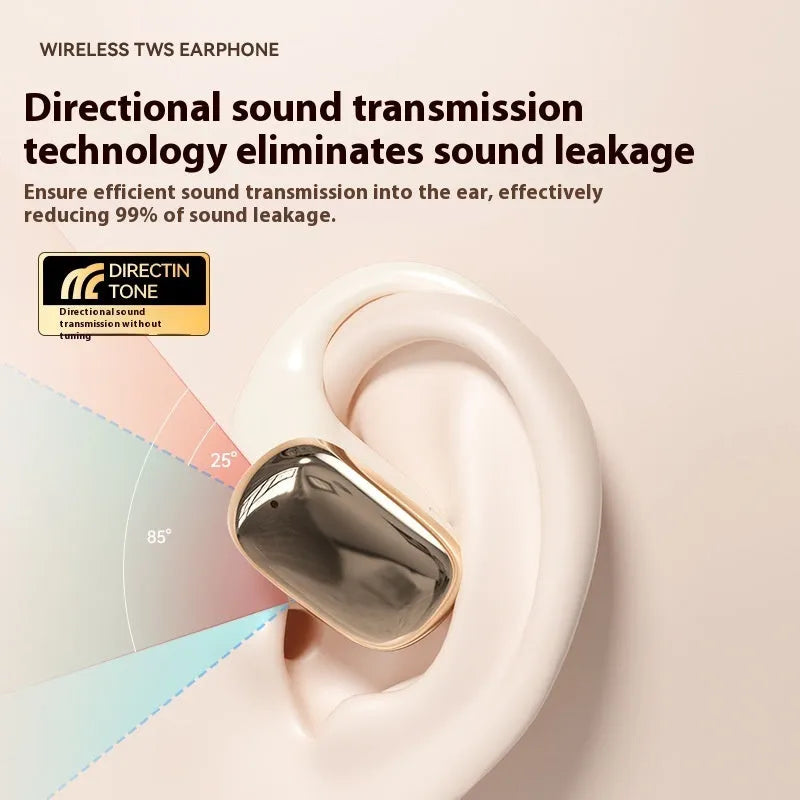 Ear-mounted headphones with digital display screen in black, skin colour, or white colour options