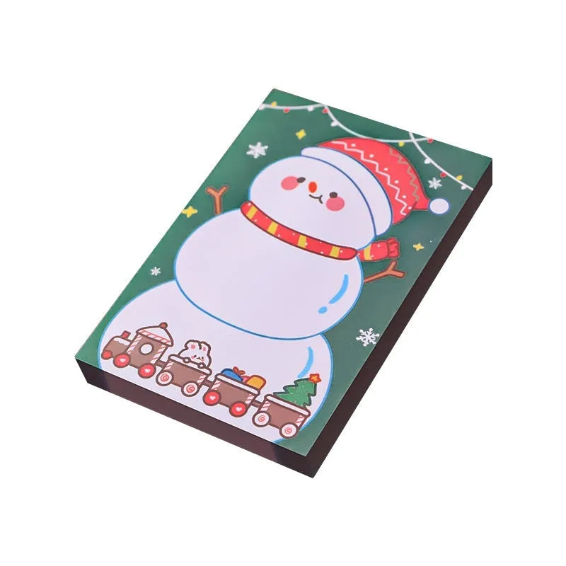 Christmas cartoon sticky notes set showing eight festive designs including bear, elf, and Santa Claus