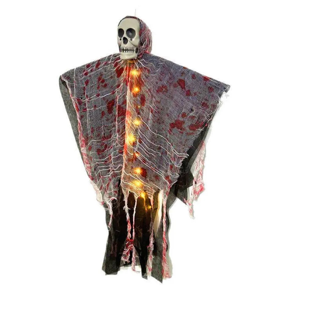 Blood-dyed luminous plastic skull hanging ghost Halloween decoration for outdoor display