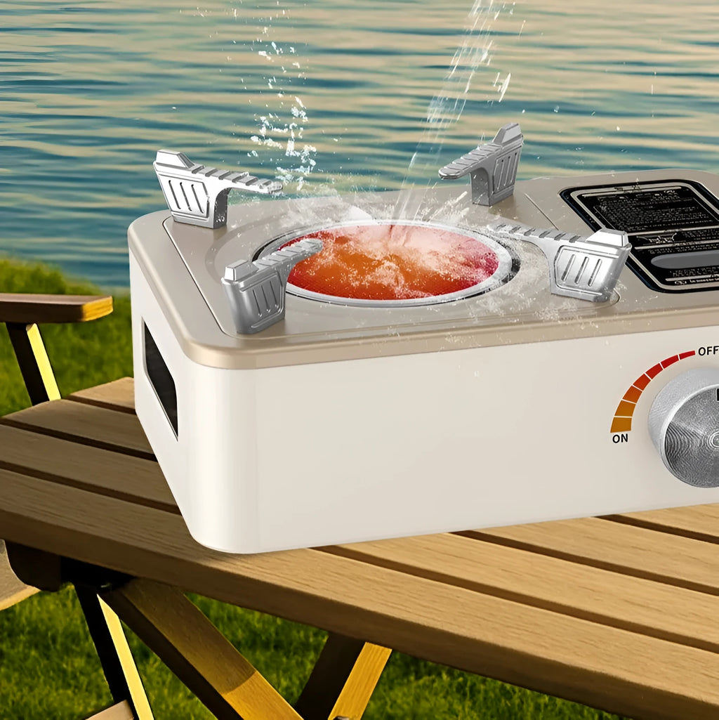 White portable infrared windproof gas stove for outdoor cooking for 2-5 people