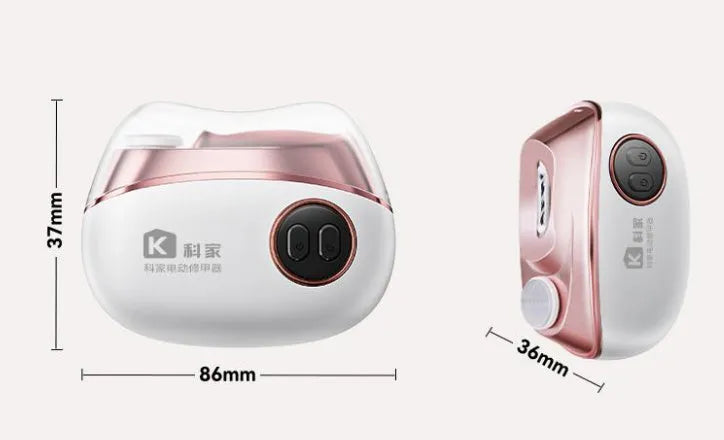 Blue electric nail clipper and polish tool two-in-one with USB-C charging cable