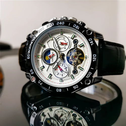 Automatic mechanical watch for men with 12mm stainless steel case in various colour combinations