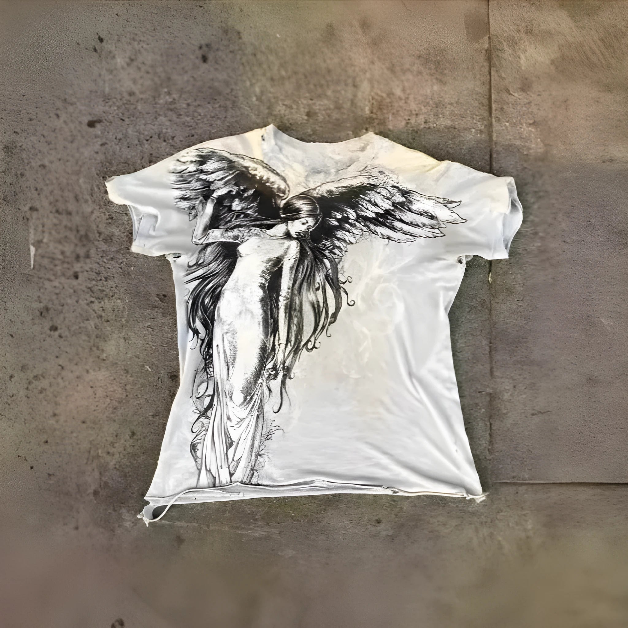 Men's gothic personality cartoon print short sleeve t-shirt in colour HQ929 shown on mannequin