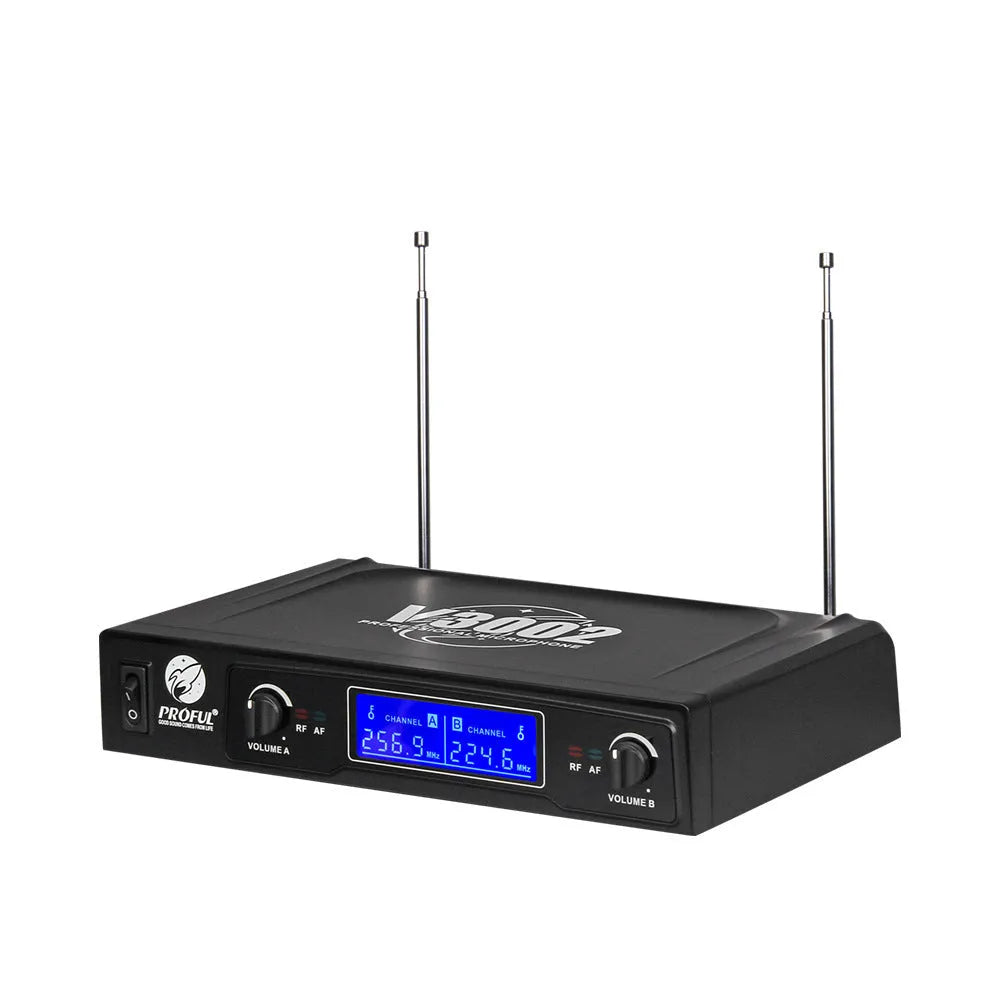 V-3002 wireless handheld microphone twin pack in black with transmitter and cables