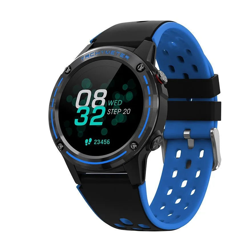 GPS smart watch with silicone sports bracelet in four colour options