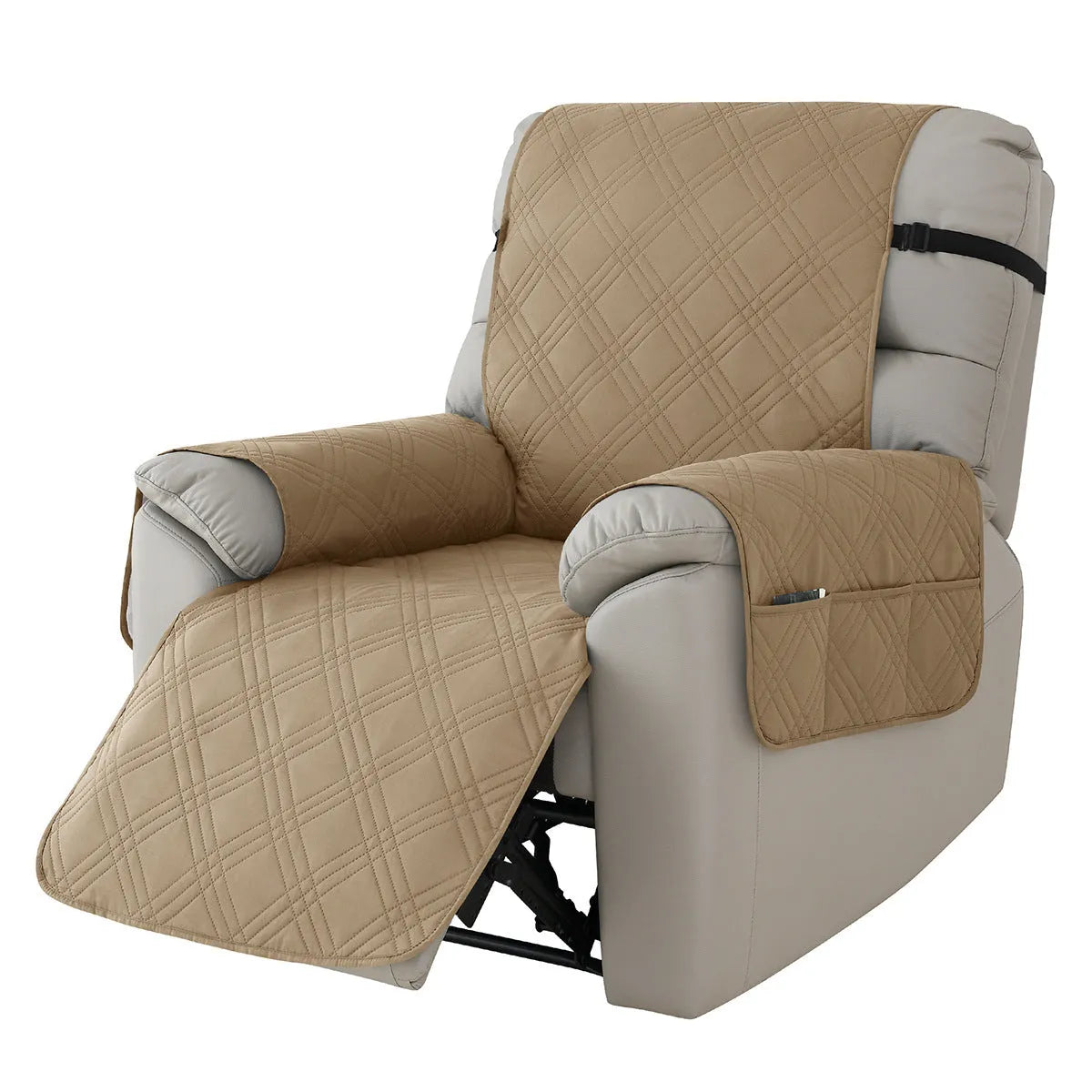 Quilted polyester spandex sofa cover for a Chivas massage chair in burgundy colour.