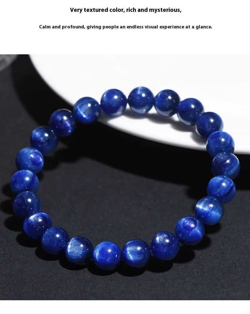 Blue crystal ball bracelet with geometric shape and Ruyi symbol design in polished 7A grade crystal
