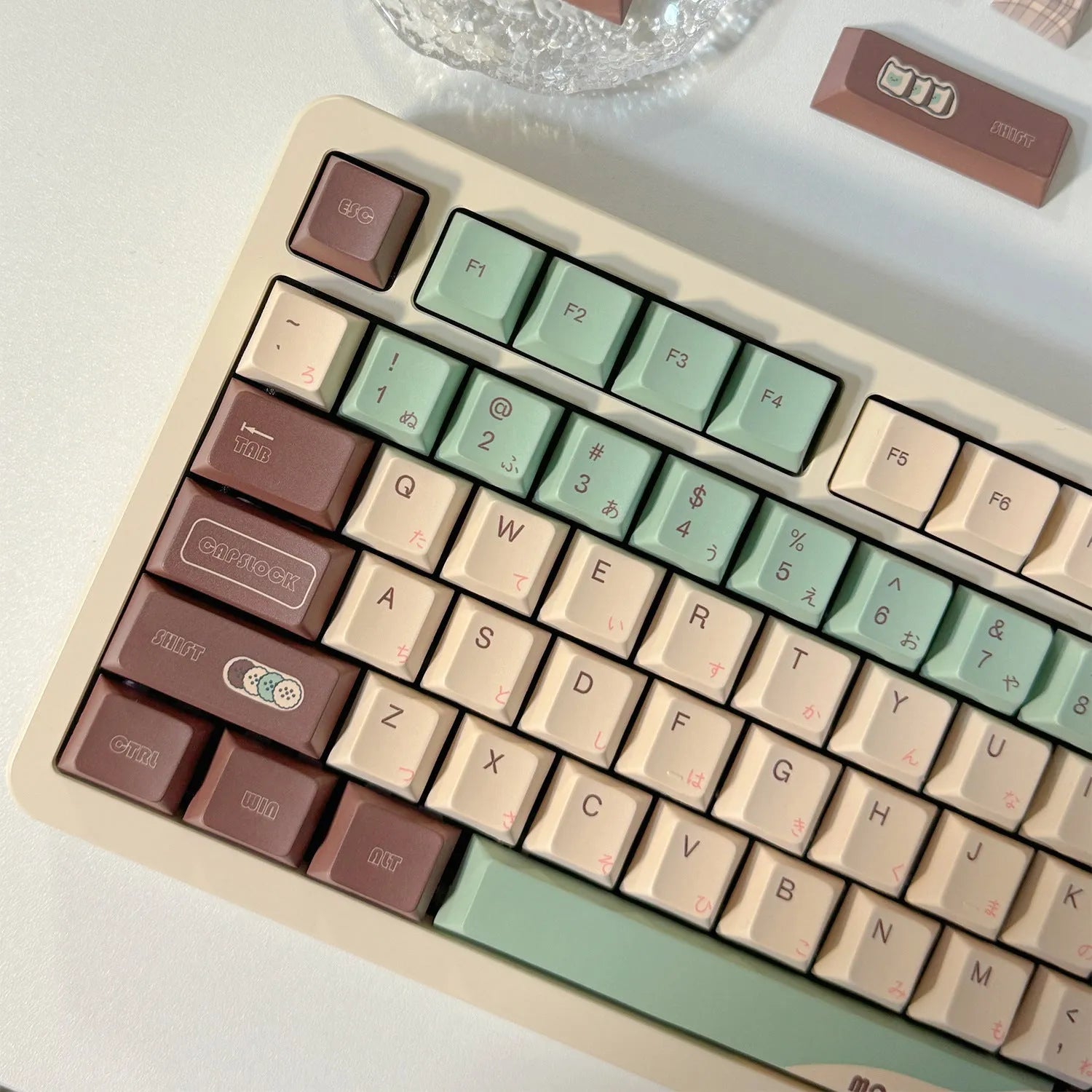 Craft Key CAP mechanical keyboard keycap set with matcha theme design and cross satellite shaft