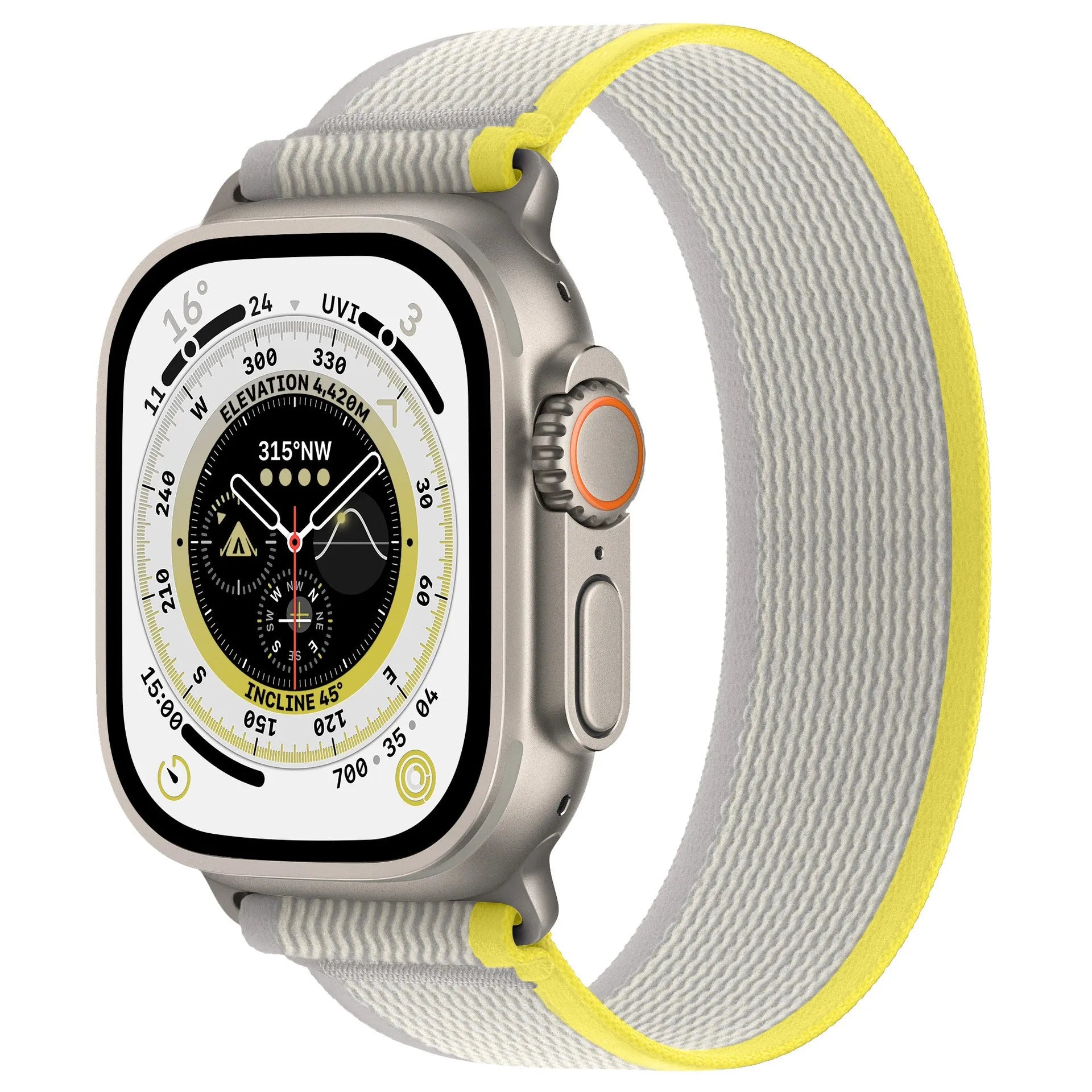Wild Diameter single ring integrated nylon watch strap for Apple Watch in multiple colour options on a grey background.