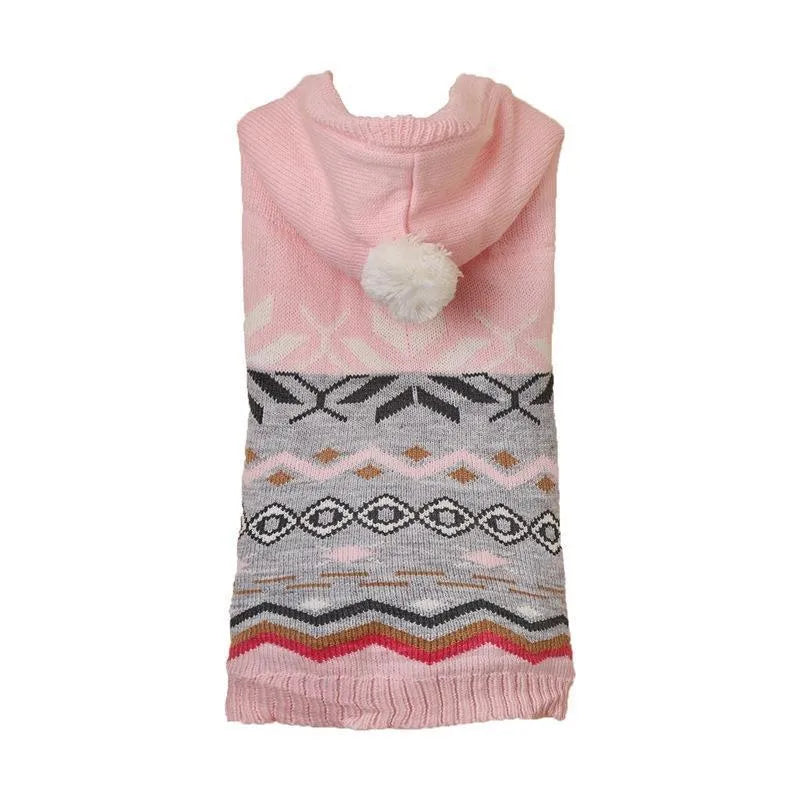 Acrylic knit pet sweater with woven diamond pattern in blue, green, or pink colour for dogs and cats