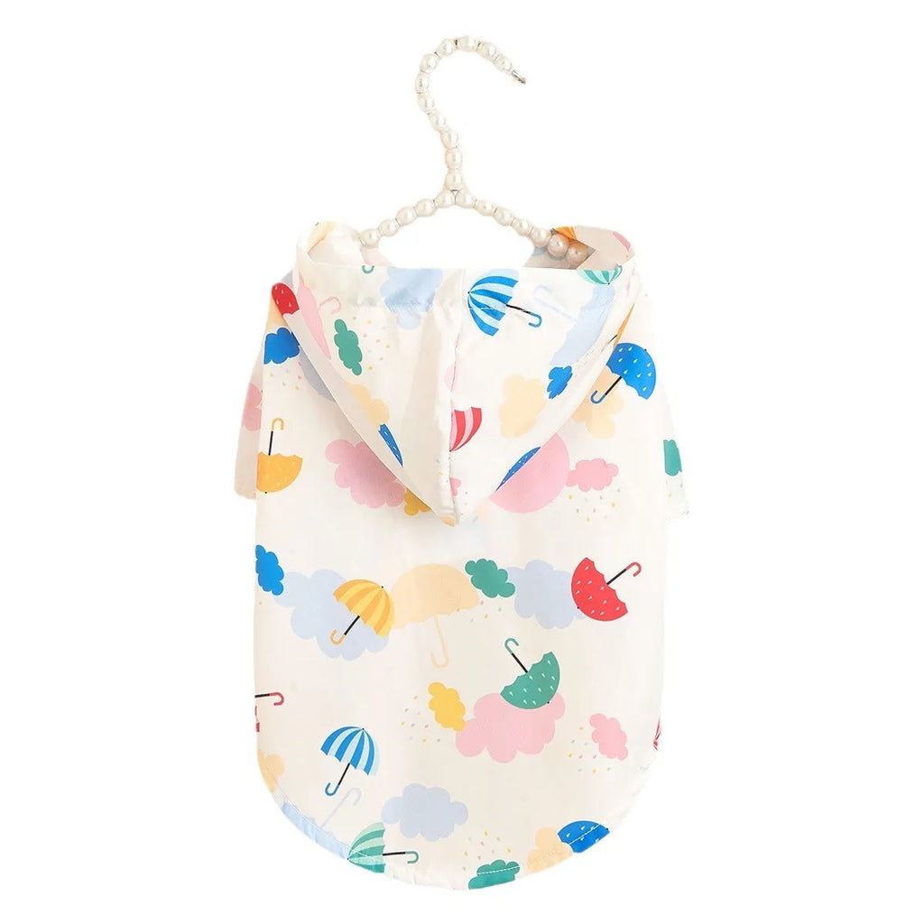 Colourful cartoon umbrella pattern pet raincoat for dogs and cats in five sizes