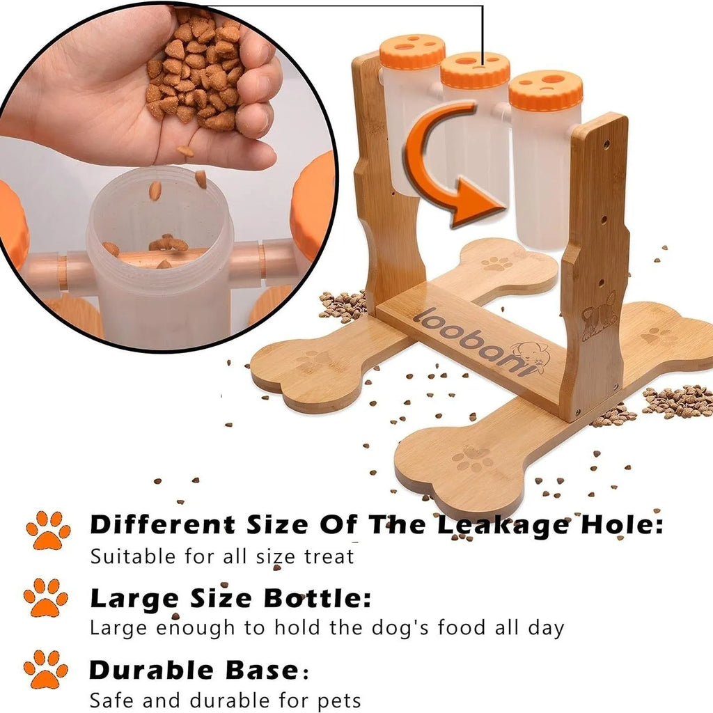 Wooden dog puzzle toy interactive snack dispenser feeder 31x30x20cm pet enrichment activity