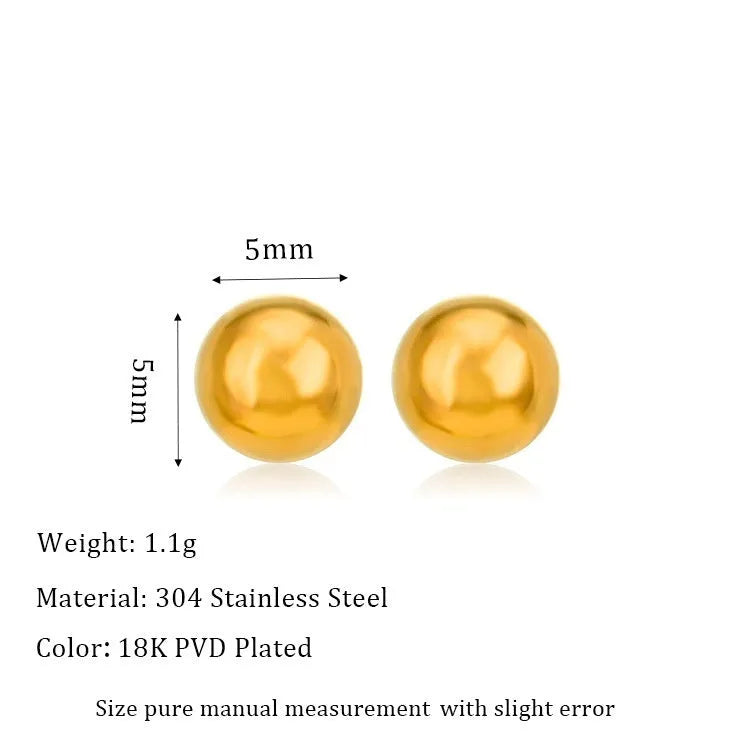 Stainless steel ball stud earrings with geometric round design in gold or silver electroplated finishes
