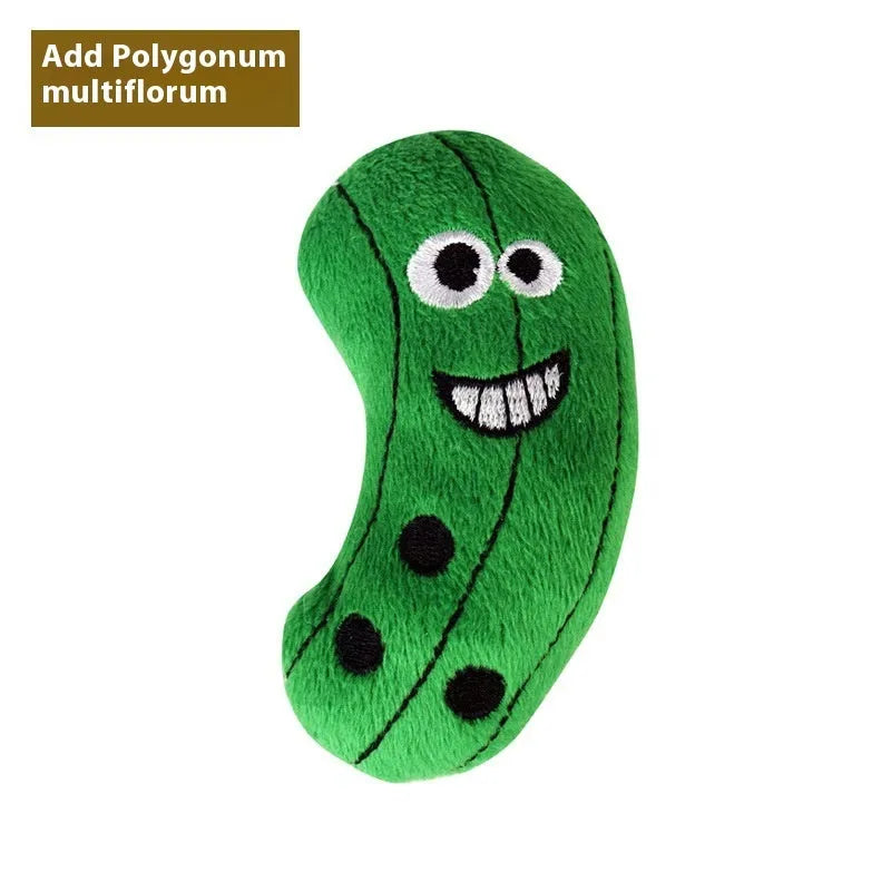 Polygonum multiflorum wooden molar cat toy with catnip plush attachment in pizza style