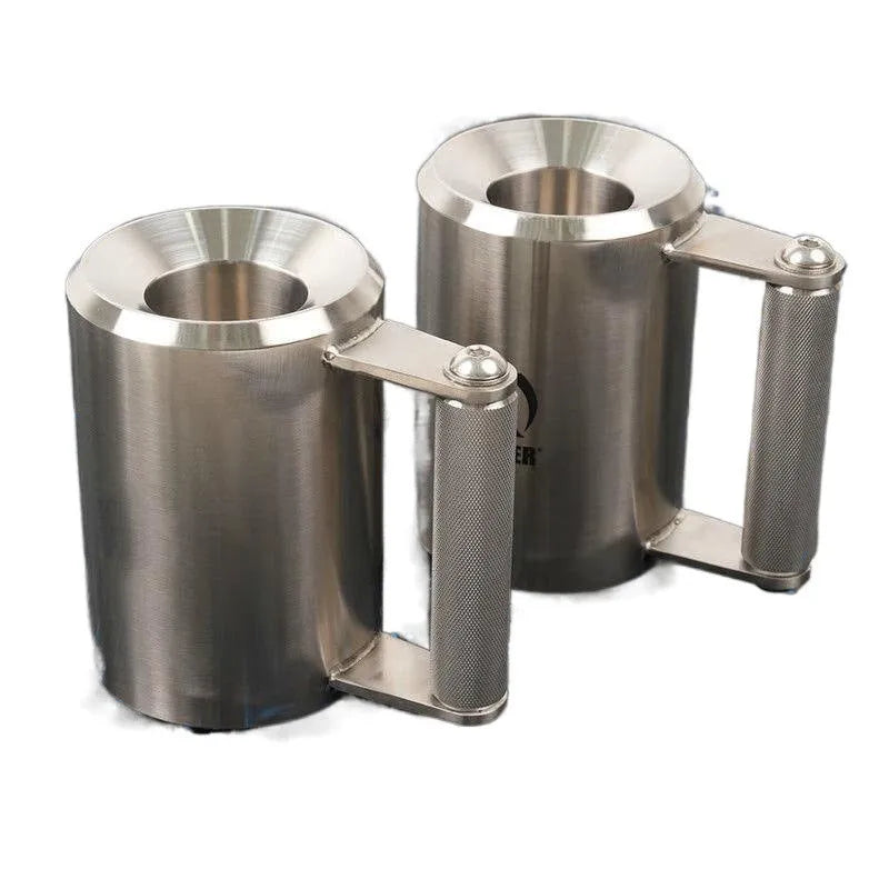 Silver stainless steel dumbbell weight cup with cast iron core, 8kg.
