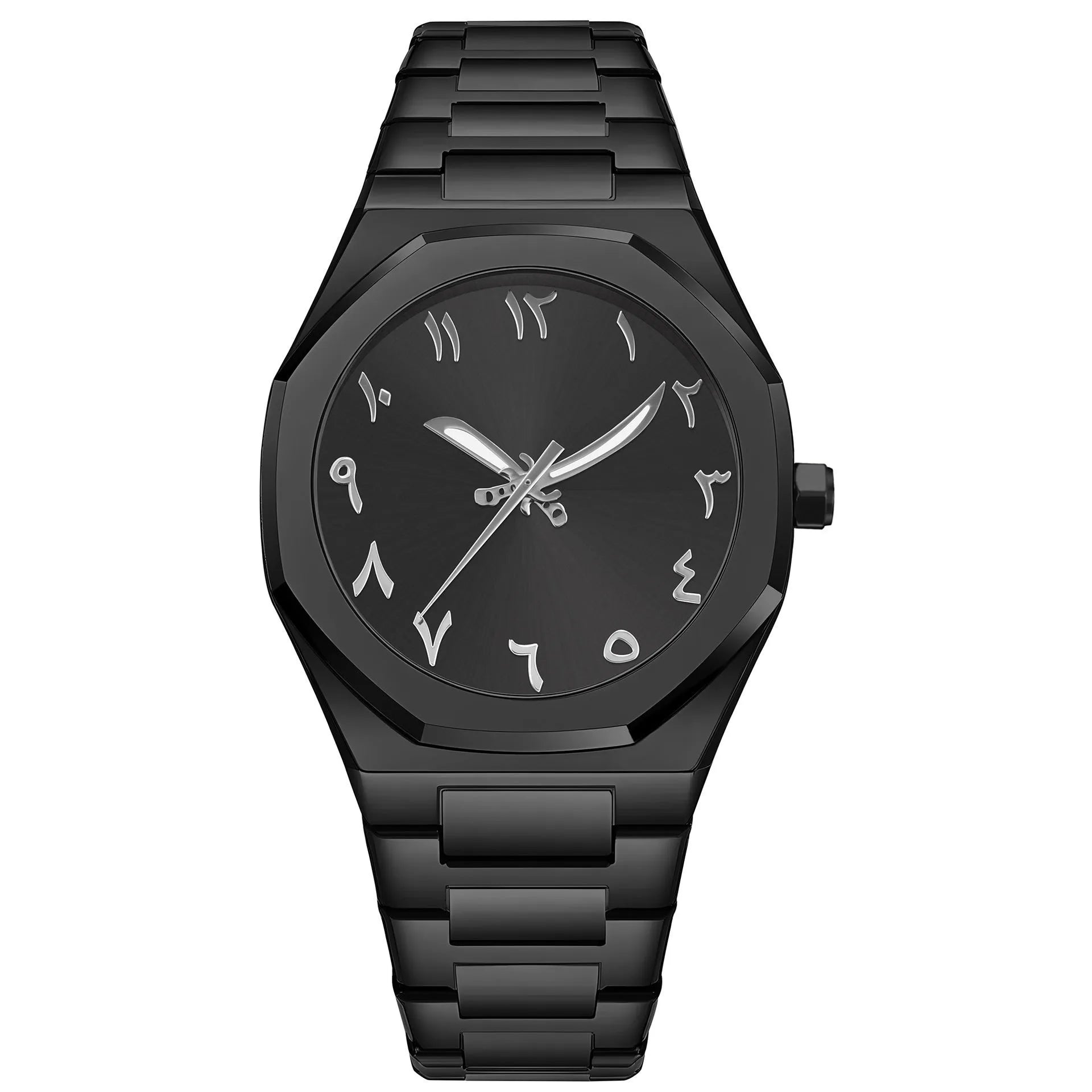 Men's business casual quartz watch with stainless steel band showing 10mm thickness