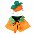 Orange pumpkin-themed plush cloak for dogs and cats with double-sided design