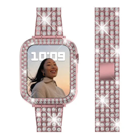 Apple Watch protective case with diamond glass screen protector in multiple colour options