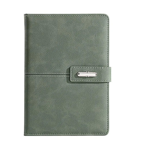 A5 notebook with imitation leather cover in multiple colour options including black, red, green, blue, and orange.