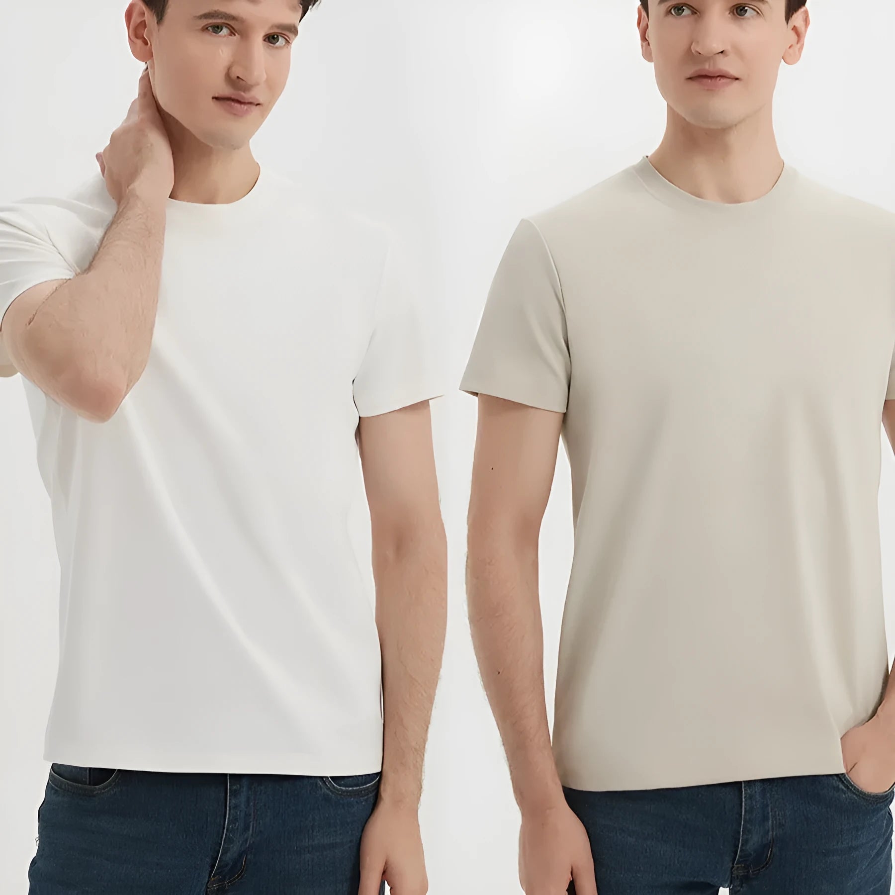 Men's solid colour quick-dry antibacterial short sleeve t-shirt on a hanger.
