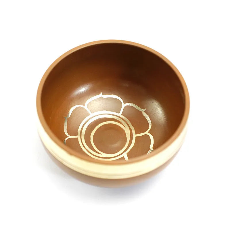 Handmade colourful Himalayan singing bowl meditation instrument with mallet