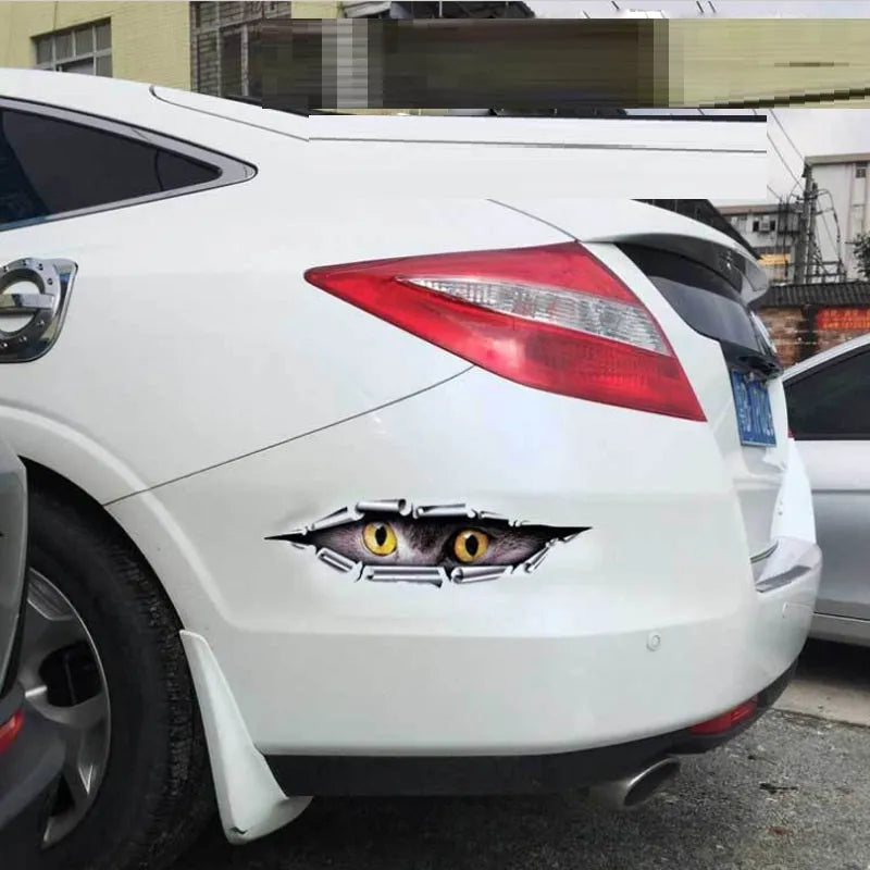 Tiger eye and eagle eye peeping car door sticker with 10x35 cm dimensions on transparent PVC adhesive material