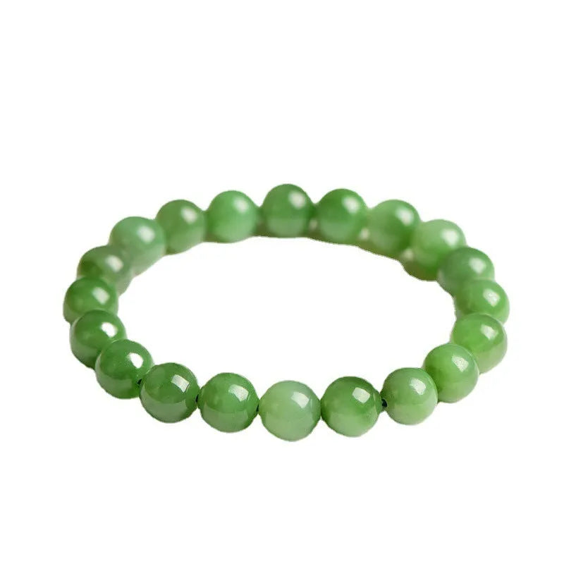 Natural jasper ball bracelet with polished Hetian jade beads in five size options