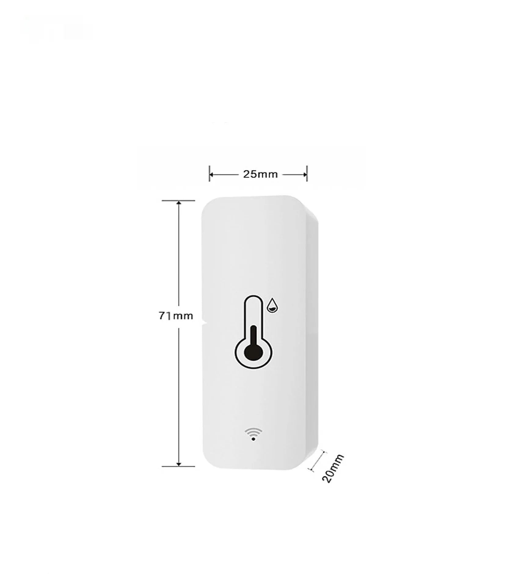 Compact white ABS plastic WiFi Zigbee temperature and humidity sensor for Tuya smart homes.