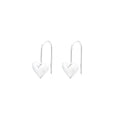 Silver Korean style heart earrings with three-dimensional glossy design and heart-shaped hooks