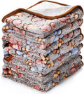 Coral fleece dog blanket with paw print design in multiple colour options and sizes