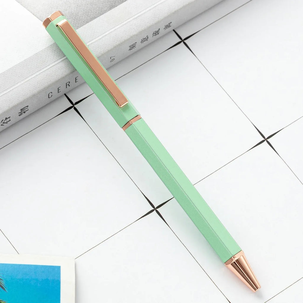 Metal six angle rod ballpoint pen with 1.0mm bullet tip and black colour option