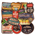 36 retro beach stickers in sizes 6cm to 10cm with matte finish on PVC material