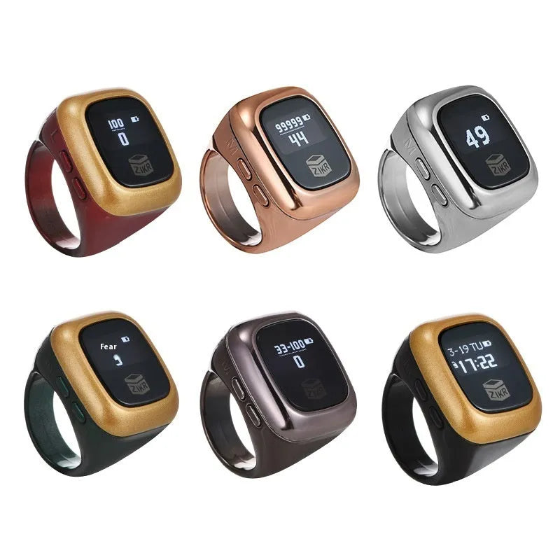 Al-Fatiha Zikr electronic counter unit showing digital display, compatible with watch straps.