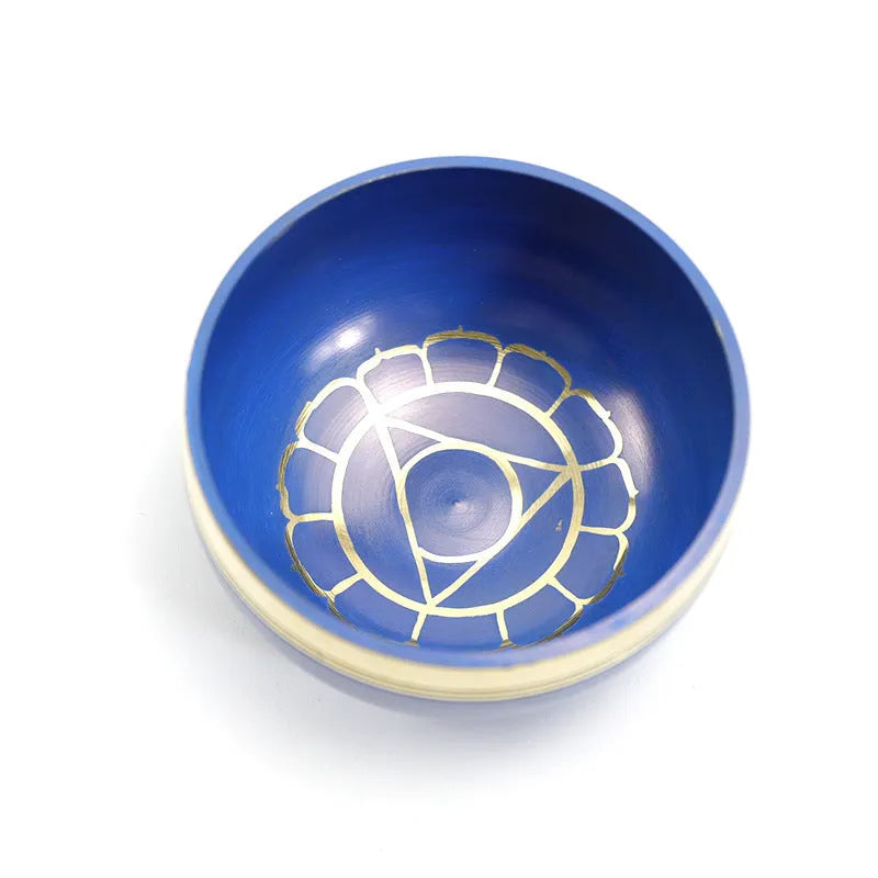 Handmade colourful Himalayan singing bowl meditation instrument with mallet