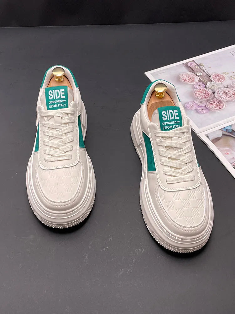 Unisex sports casual shoes with cloth upper and rubber foam sole in white, green, and black colours