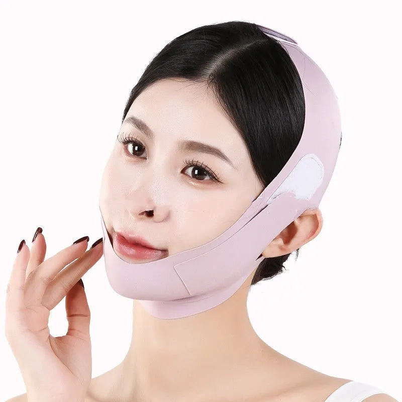 Purple and green face shaping mask for facial lifting and tightening