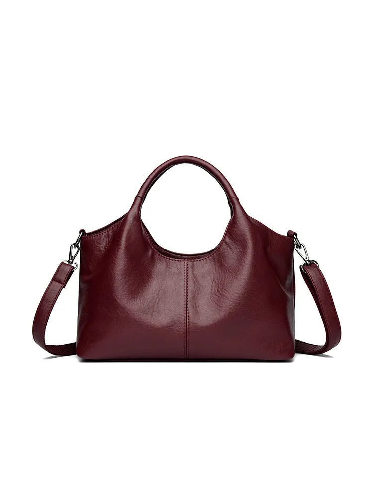 Genuine leather women's cross-body bag in seven colour options with soft texture and large capacity