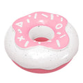 TPR donut dog chew toy with crunchy squeaker for teeth cleaning in pink, chocolate and yellow colours