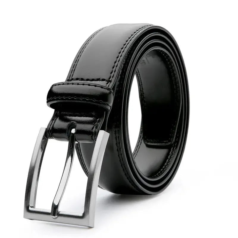 Men's genuine leather casual belt with alloy buckle in brown black and yellow brown patterns
