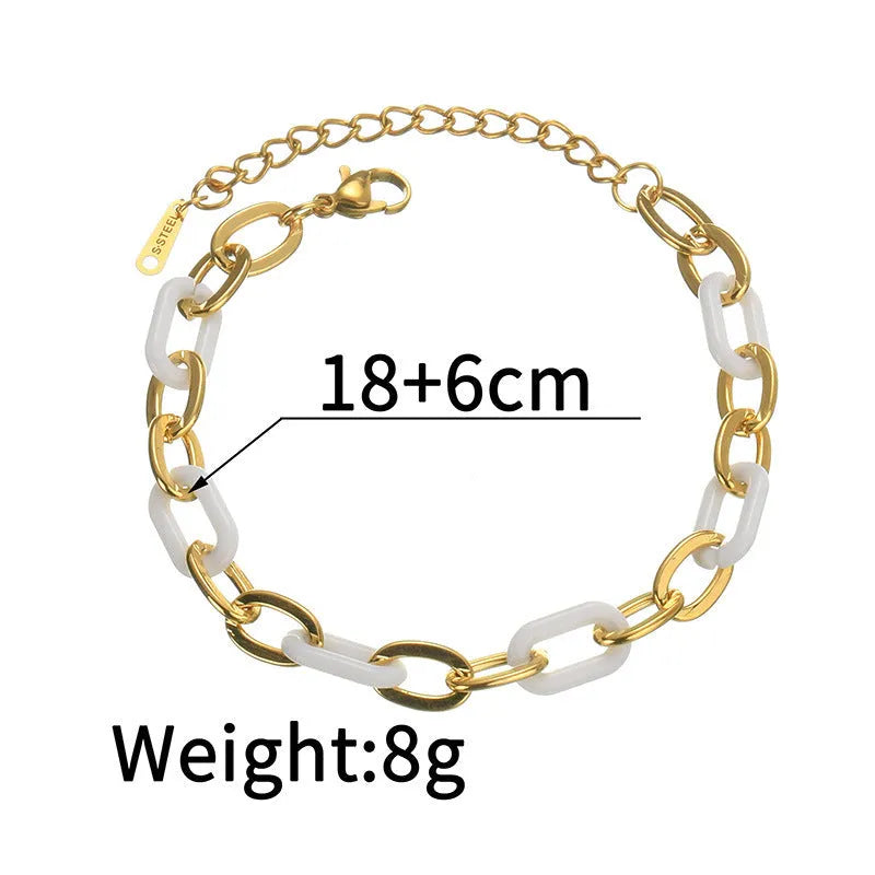 Women's stainless steel resin bracelet with double layer heart design in ins style