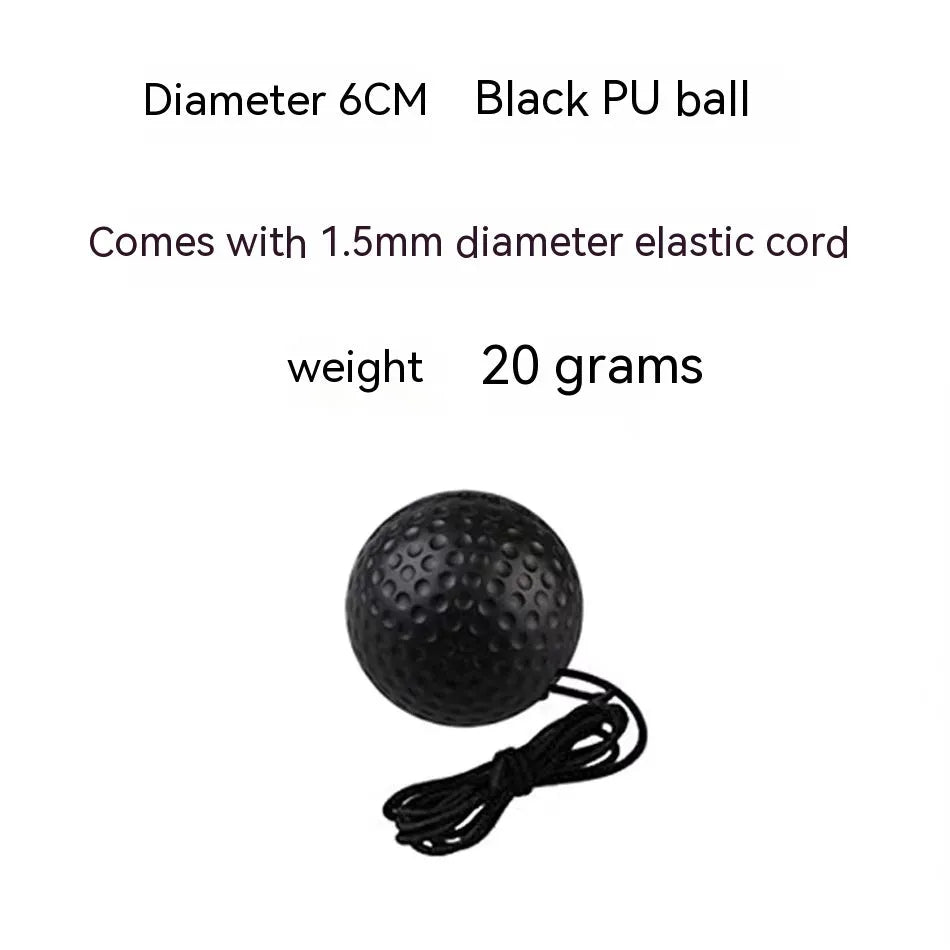 Head-mounted boxing reaction training set with adjustable headbands and multiple ball options including PU soft balls and tennis ball