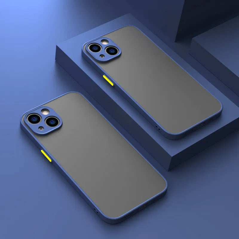Frost hard iPhone protective case with fine hole pattern for skin-sensing, shown in dark night green colour