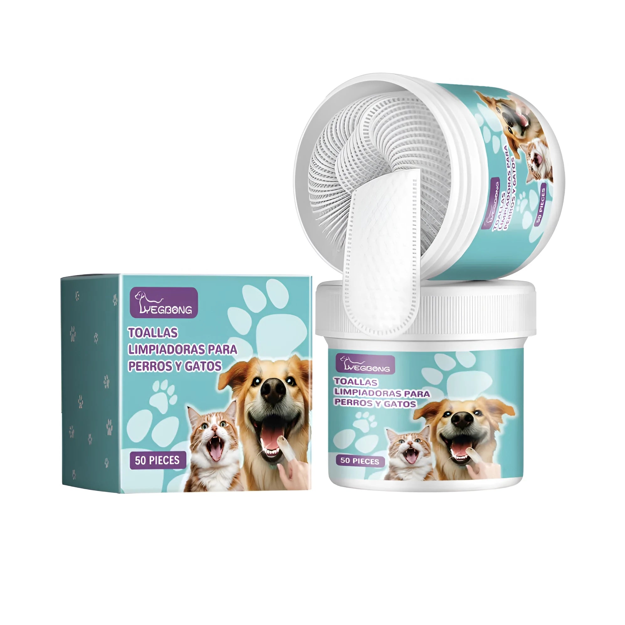 Reusable dog cleaning finger glove for tartar removal, measuring 7.6 by 8.8 cm