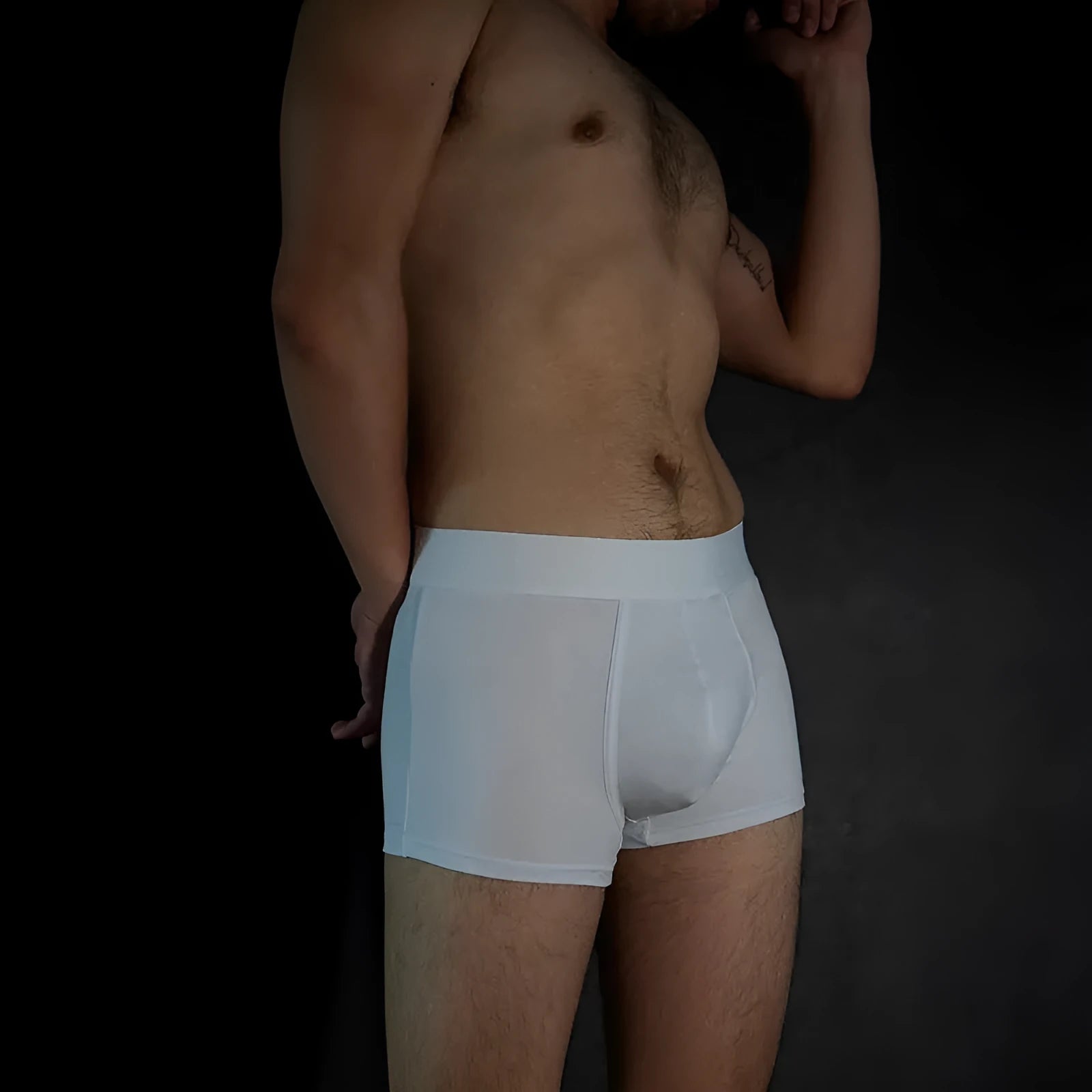 Men's solid colour cotton boxer underwear in black, white, silver grey, and light green